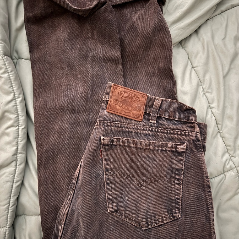 Vintage Levi's Grey Brown Leather Patch Denim